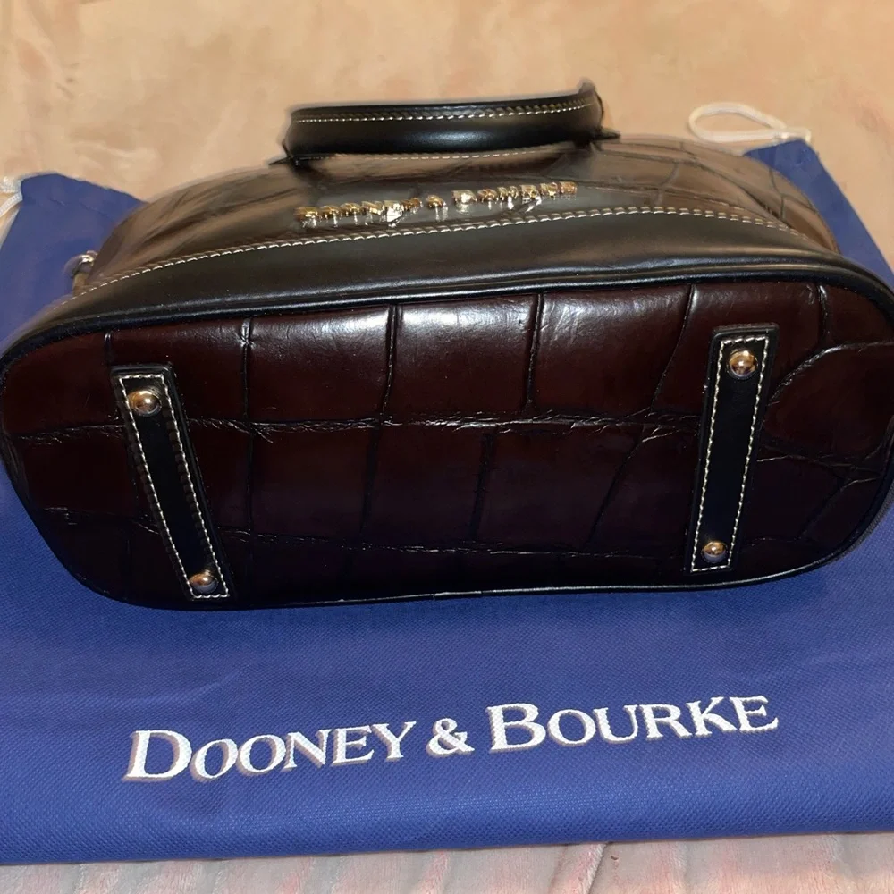 Dooney & Bourke Crocodile Embossed Leather Zip Satchel - Picture 2 of 3